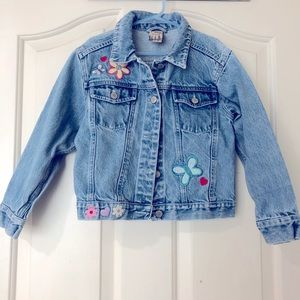 Girls vintage jean jacket with embroidery patches